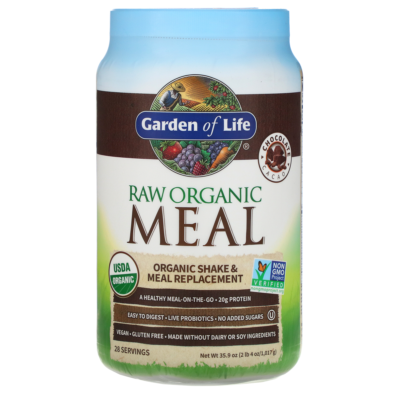 Garden Of Life 未加工オーガニックミール シェイク 食品代用品 チョコレートカカオ 1 017g 35 9オンス Iherb