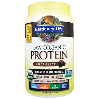 Garden of Life, Raw Organic Protein, органическая растительная формула, шоколадный, 664 г