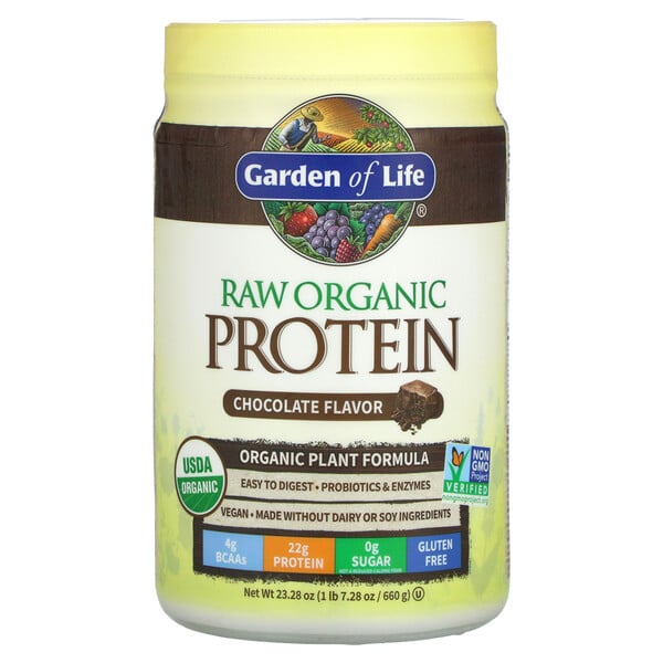 Garden of Life‏, بروتين عضوي خام، تركيبة نباتية عضوية، شيكولاتة، 23.28 أونصة (660 جم)