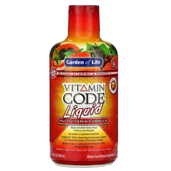 Garden of Life, Vitamin Code Liquid, Multivitamin Formula, Fruit Punch , 30 fl oz (900 ml)