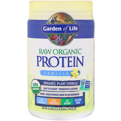 Garden of Life Органический белок RAW, органическая растительная формула, ваниль, 620 г (21,86 унции)