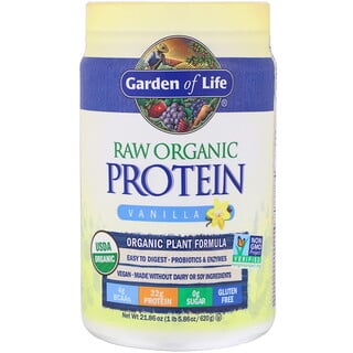 Garden of Life, بروتين عضوي خام، تركيبة نباتية عضوية، فانيليا، 21.86 أونصة (620 جم)