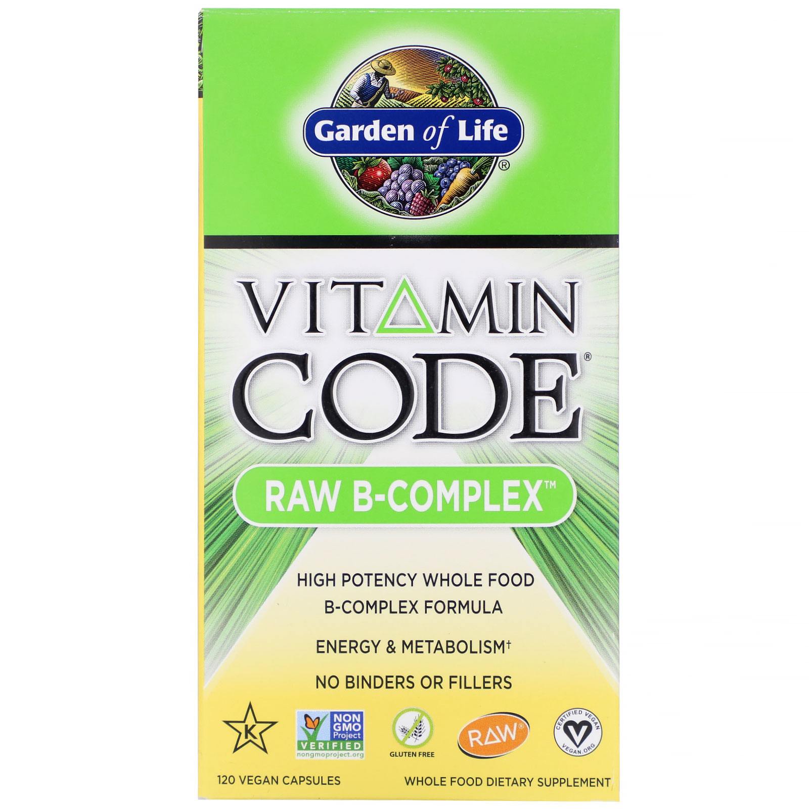 Garden of Life Vitamin Code Raw B-Complex 1 Vegan Caps Gluten-Free, Kosher, No 2
