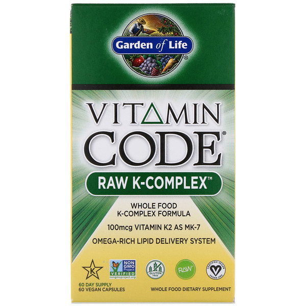 Garden of Life, Vitamin Code, комплекс необработанных витаминов группы K, 60 растительных капул
