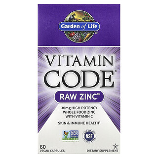 Garden of Life, Vitamin Code®, RAW Zinc™ с витамин C, 60 веган капсули