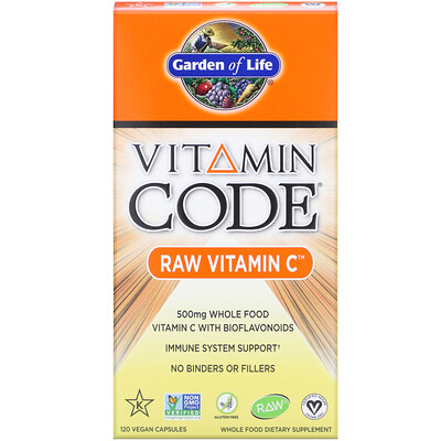 Garden of Life Vitamin Code, витамин C RAW, 500 мг, 120 веганских капсул