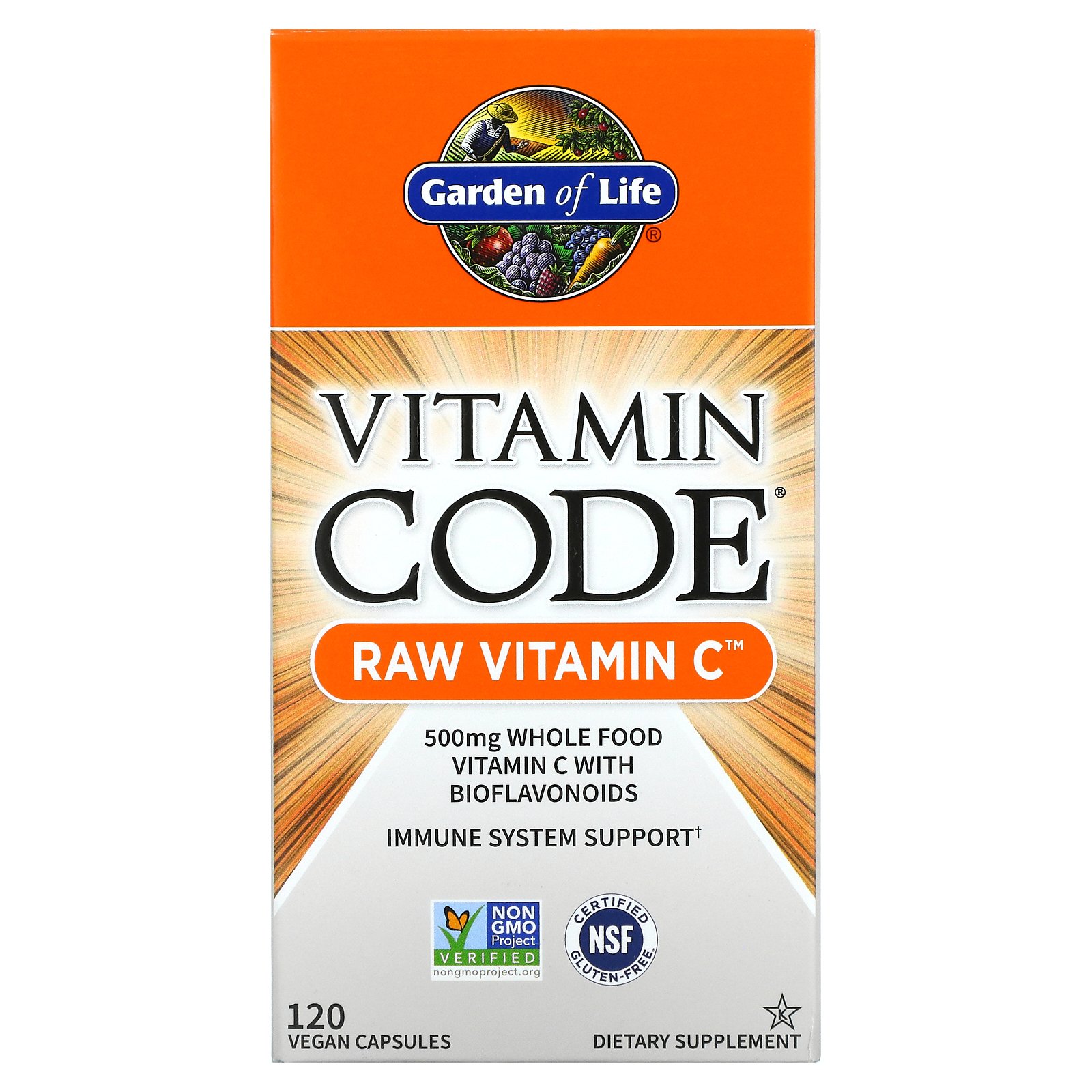 Garden of Life, Vitamin Code, RAW Vitamin C, 250 mg, 120 cápsulas veganas