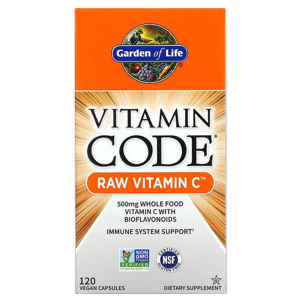 Garden of Life, Vitamin Code, витамин C RAW, 250 мг, 120 веганских капсул
