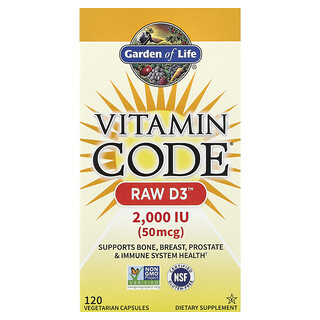 Garden of Life, Vitamin Code®, RAW D3™, 120 Vegetarian Capsules
