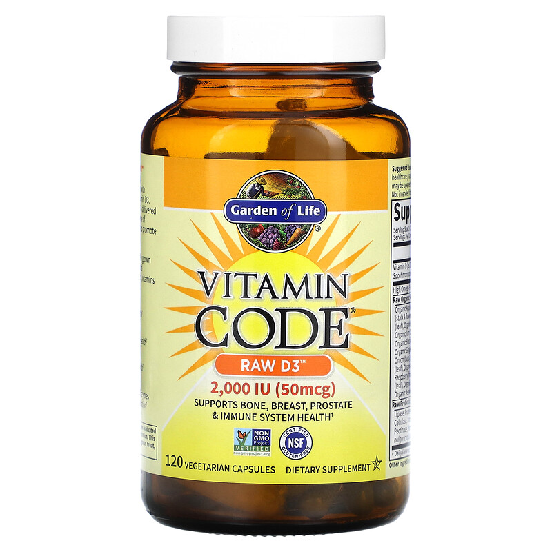 Garden of Life, Vitamin Code, RAW D3, 50 mcg (2,000 IU), 120 Vegetarian