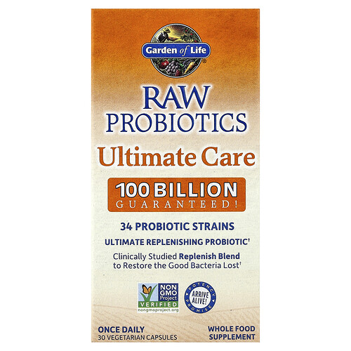 Garden of Life, RAW Probiotics, Ultimate Care, ultimative Probiotika, 30 pflanzliche Kapseln