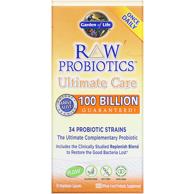RAW Probiotics, Ultimate Care, 30 Vegetarian Capsules