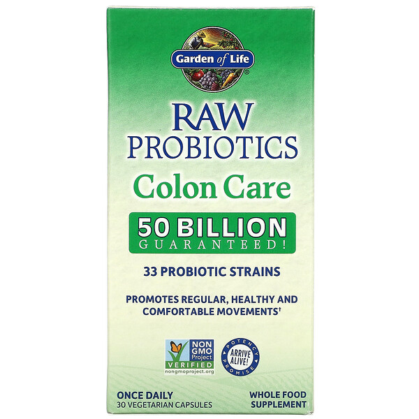 Garden of Life, RAW Probiotics, Colon Care, 베지 캡슐 30정