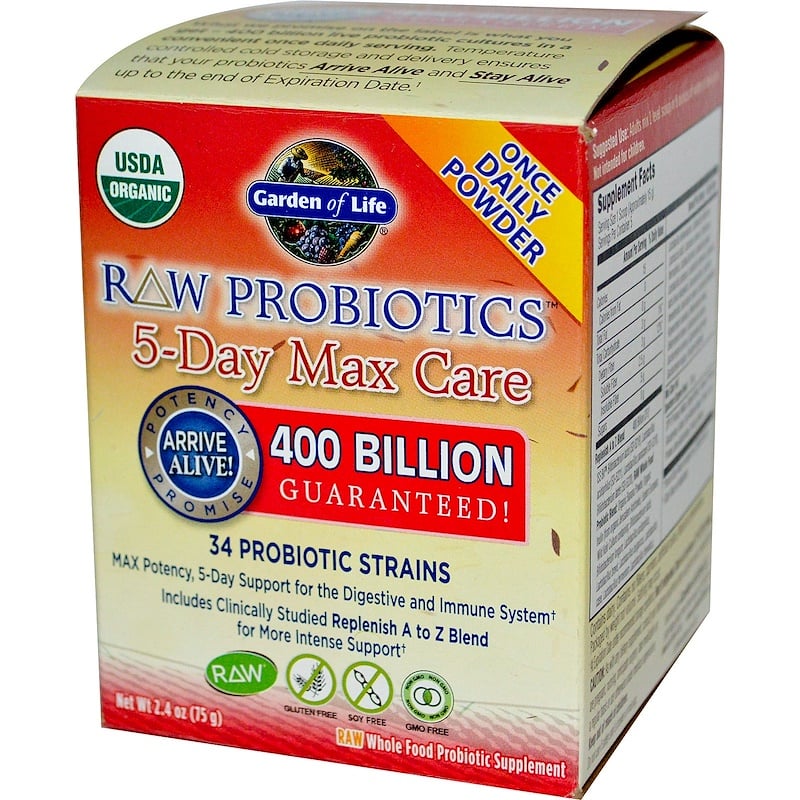 Garden of Life, RAW Probiotics, 5-Day Max Care, 2.4 oz (75 g) - iHerb