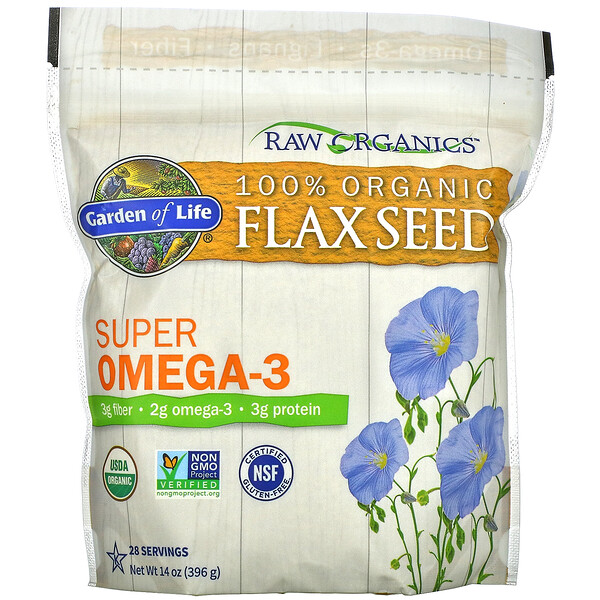 100% Organic Flax Seed, 14 oz (396 g)