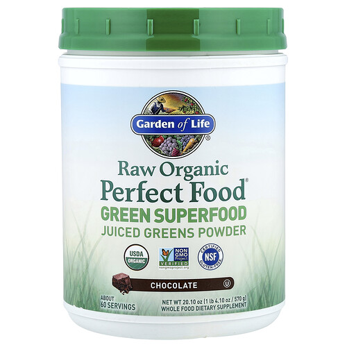 Garden Of Life Raw Organic Perfect Food® Green Superfood, Chocolate, 1 lb 4.1 oz (570 g)