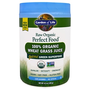 Отзывы о Гарден оф Лайф, RAW Organic Perfect Food, 100% Organic Wheat Grass Juice, Unflavored, 4.2 oz (120 g)