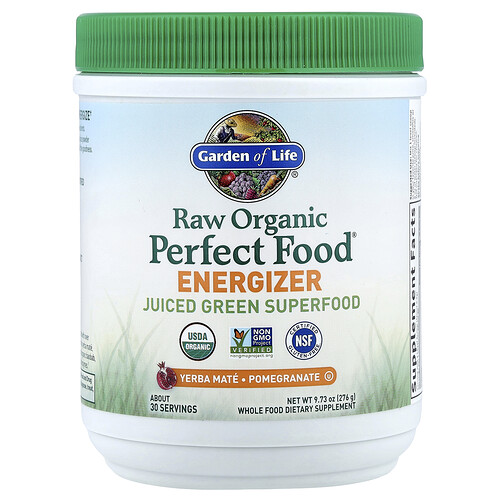 Garden Of Life Raw Organic Perfect Food®, Energizer, Yerba Mate - Pomegranate, 9.73 oz (276 g)