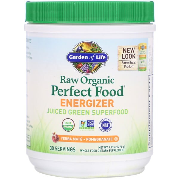 Garden of Life, RAW Organic Perfect Food Energizer, Yerba Mate- Pomegranate, 9.73 oz (276 g)