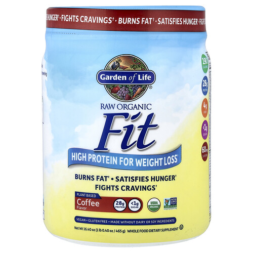 Garden Of Life RAW Organic Fit, High Protein for Weight Loss, Coffee, 1 lb 0.40 oz (465 g)