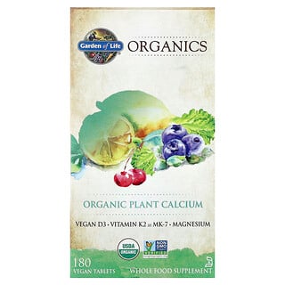 Garden of Life‏, Organics, סידן צמחי אורגני, 180 טבליות טבעוניות