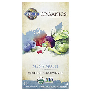 Garden of Life, MyKind Organics, Multivitamínico para Homens, 120 Comprimidos Veganos
