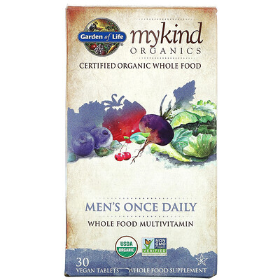 Garden of Life MyKind Organics, Men's Once Daily, 30 Vegan Tablets