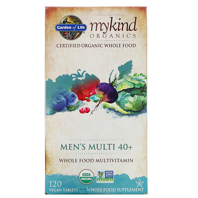 Garden of Life MyKind Organics, мультивитамины из цельных продуктов для мужчин от 40 лет, 120 веганских таблеток