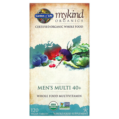 

Garden of Life MyKind Organics, мультивитамины для мужчин от 40 лет, 120 веганских таблеток