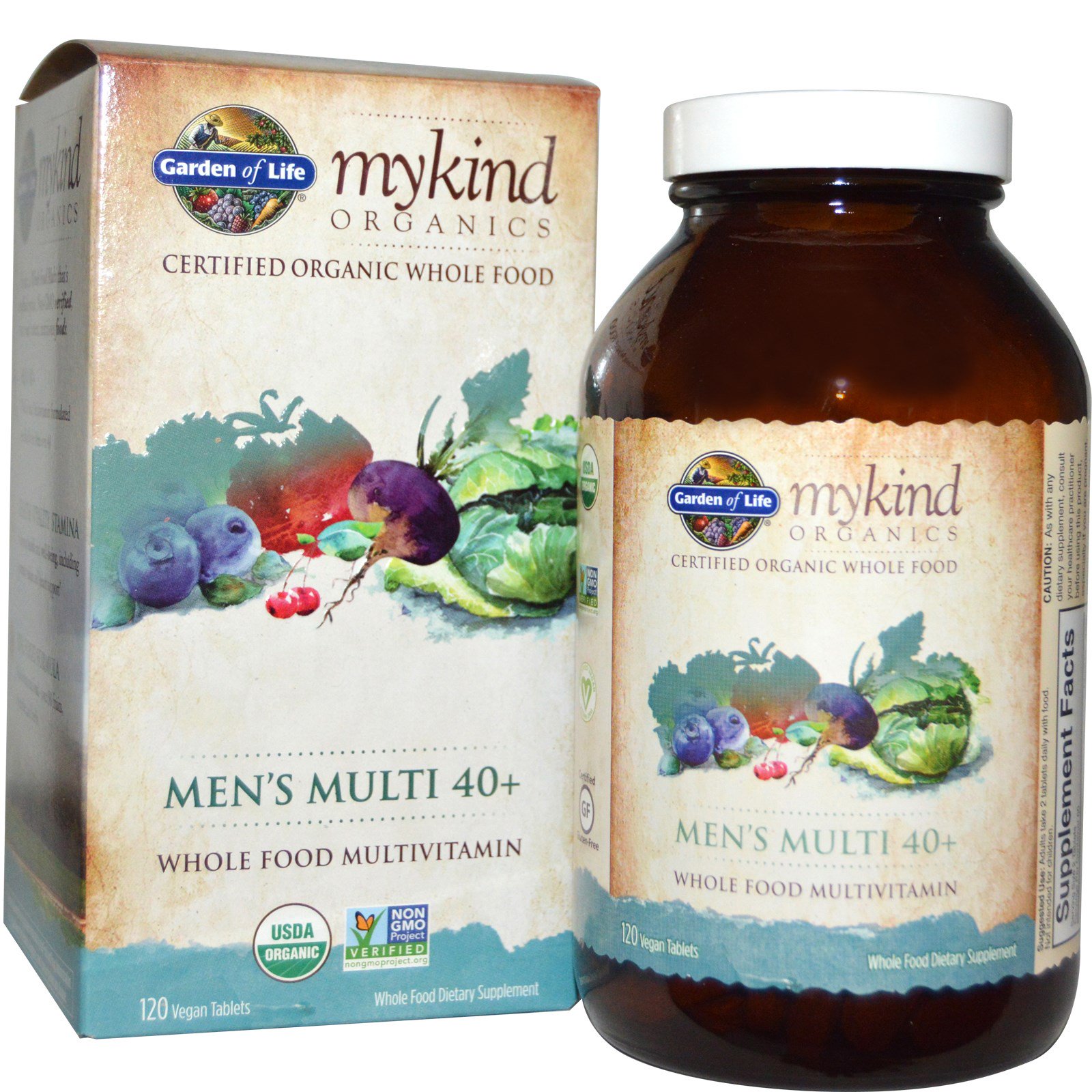 Garden of Life, KIND Organics, Men's Multi 40+, 120 веганских таблеток