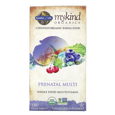 Garden of Life MyKind Organics, пренатальные мультивитамины, 180 веганских таблеток