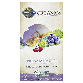 Garden of Life, Organics, Multivitamines prénatales, 180 comprimés vegan