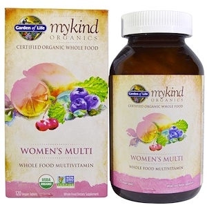 Garden of Life, KIND Organics, Мультивитамины для женщин, 120 веганских таблеток