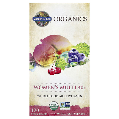 Product Image for Garden of Life, Organics, Women's Multi 40+, 120 Vegan Tablets