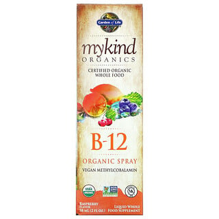 Garden of Life, MyKind Organics, органический спрей с витамином B12, со вкусом малины, 58 мл (2 жидк. унции)