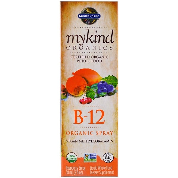 Garden of Life, MyKind Organics, B-12 Organic Spray, Raspberry, 2 oz (58 ml)