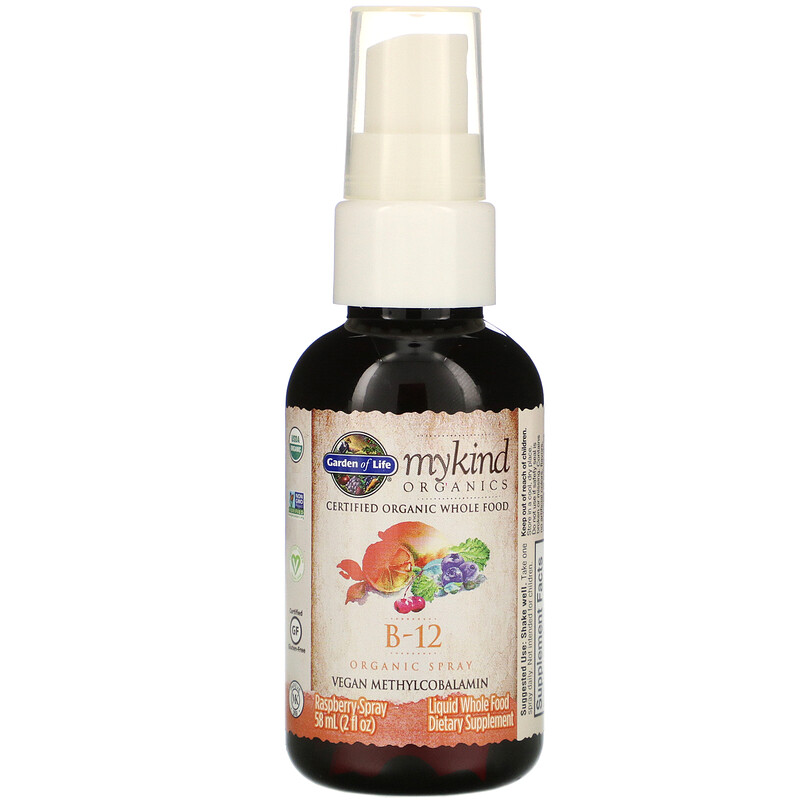 Garden Of Life, MyKind Organics, B-12 Organic Spray, Raspberry, 2 Fl Oz ...