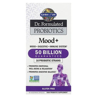 Garden of Life, El Dr. Probióticos formulados, Mood+, 50.000 millones, 60 cápsulas vegetales