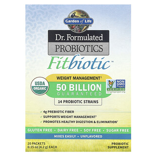 Garden of Life, Dr. Formulated 益生菌，Fitbiotic™，原味，500 亿 CFU，20 包，每包 0.15 盎司（4.2 克）