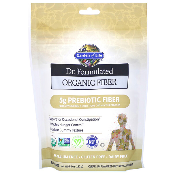 Garden of Life‏, Dr. Formulated, Organic Fiber, Clear, Unflavored, 6.8 oz (192 g)