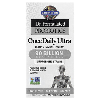 Garden of Life, Dr. Probióticos formulados, Ultra Once Daily, 90.000 millones, 30 cápsulas vegetales