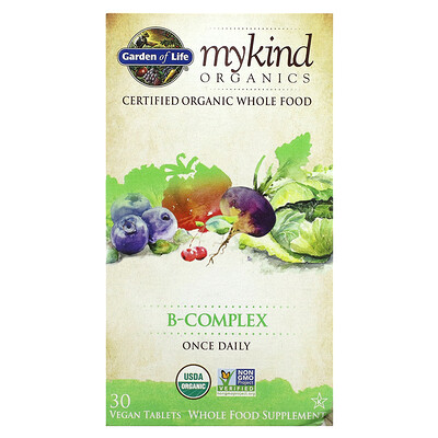 Garden of Life MyKind Organics комплекс витаминов группы B 30 таблеток растительного происхождения