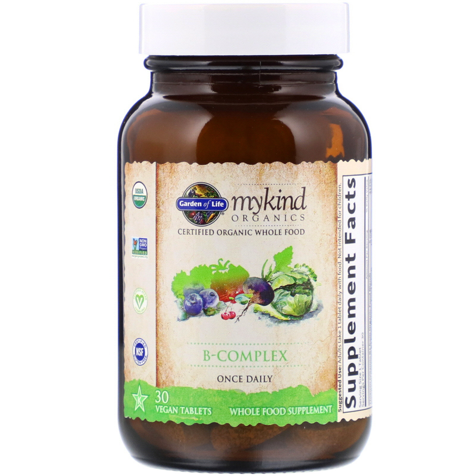 Garden Of Life, MyKind Organics, B-Complex, 30 Vegan Tablets - IHerb