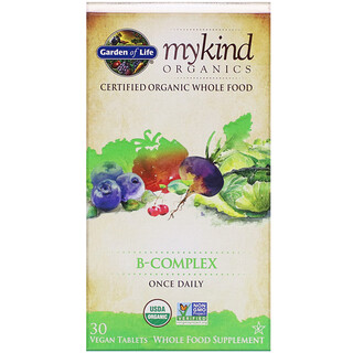 Garden of Life, MyKind Organics، فيتامين ب المركب، 30 قرصًا نباتيًا