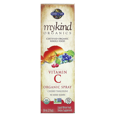 Garden of Life MyKind Organics, органический спрей с витамином С, вишня и мандарин, 58 мл (2 жидк. унции)