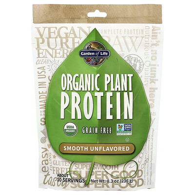 Product Image for Garden of Life, Organic Plant Protein, Grain Free, Smooth Unflavored, 8.3 oz (236 g)