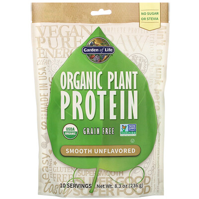 Garden of Life Organic Plant Protein, Smooth Unflavored, 8.3 oz (236 g)