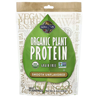 Garden of Life, Proteína de origen vegetal orgánica, Sin cereales, Suave y sin sabor, 236 g (8,3 oz)