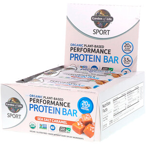 Отзывы о Гарден оф Лайф, Sport, Organic Plant-Based Performance Protein Bar, Sea Salt Caramel, 12 Bars, 2.5 oz (70 g) Each