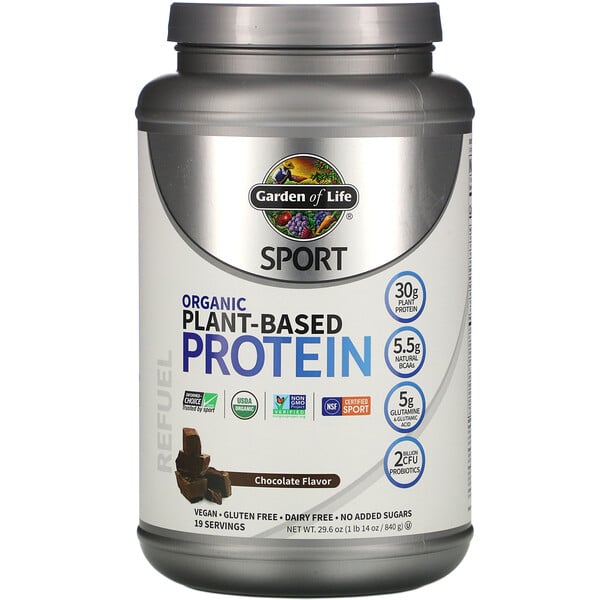 Garden of Life, Sport, Organic Plant-Based Protein, Refuel, Chocolate, 29.6 oz (840 g)